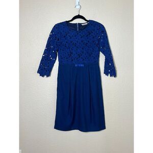 Darling Blue MOD Twee Hepburn Style Dress Lace Chic Small Fall Classy